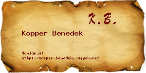 Kopper Benedek névjegykártya